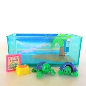 Vintage 1990s Kenner Littlest Pet Shop Turtle Playset with Tank